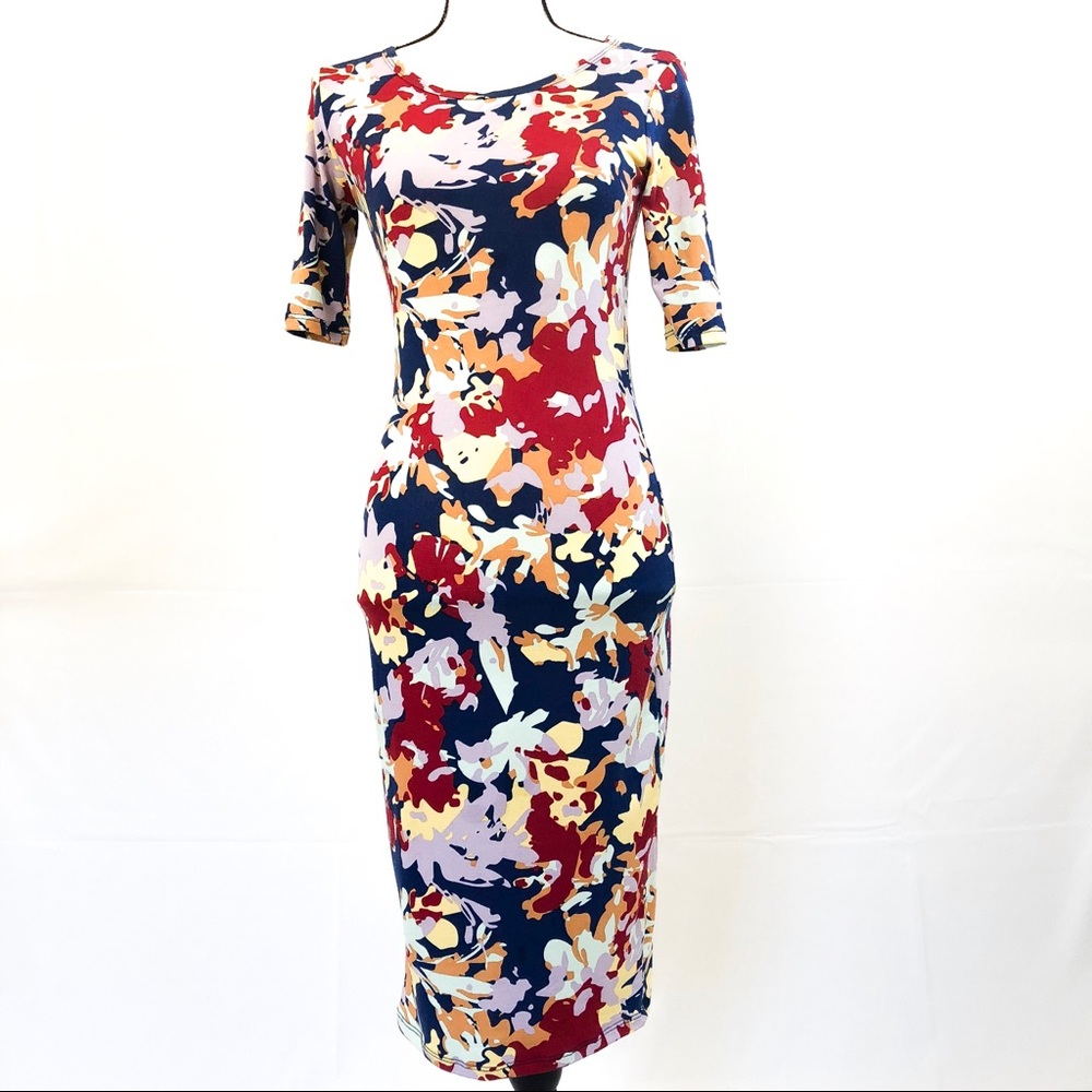 LuLaRoe multi colored Julia dress